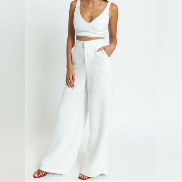 Showpo. Pants - Tweed White Set